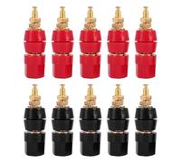 Puthernm 10 Unids/Lote Poste de EncuadernacióN de PláTano Chapado en Amplificador de Corriente Grande Conector Enchufe Banana de 4 Mm Terminal de Altavoz 5 Pares