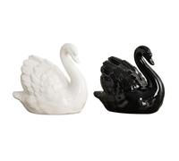 Puthernm 2 Piezas de DecoracióN de Escultura de Cisne Negro, Elegante Estatua de Estatuilla de Pareja de Cisne de CeráMica para DecoracióN de Oficina en el Hogar