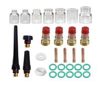 Puthernm 30 Piezas de Accesorios para Soplete de Soldadura TIG, Lentes de Gas Rechonchas, Kit de Copa de Vidrio de 4 una 12 para Soldadura y Soldadura con Soplete -17/18/26