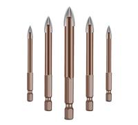 Puthernm 5 Brocas de Titanio para Mampostería de 5, 6, 8, 10 y 12 mm, Brocas Triangulares con Vástago Hexagonal, 5 Brocas de Titanio de 5, 6, 8, 10 y 12 mm