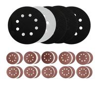 Puthernm 5 piezas 5 pulgadas 8 agujeros almohadillas de lijado de espuma para lijadora orbital gancho y hebilla almohadilla apoyada cojín con 40 unidades discos de lijado