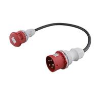 Puthernm Enchufe Adaptador de 5 Pines Conector de Acoplamiento de 32 A A 16 A [Trifásico, 400 V] Cable de Manguera Adaptador de Alta Corriente, Clase de Protección IP44