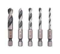 Puthernm Juego de Brocas de VáStago Hexagonal de 1/4 5 Piezas Juego de Brocas Rechonchas para Metal M2 Broca de Acero de Longitud Corta para Mandril de Cambio RáPido