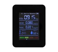Puthernm Monitor de Calidad del Aire 5 en 1 TVOC HCHO Medidor de CO2 de Temperatura y Humedad, Detector de CO2 Recargable por USB Negro
