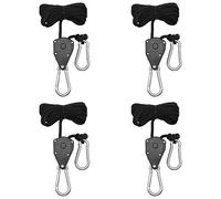 Puthernm Paquete de 4 Accesorios de IluminacióN de Cultivo de Trinquete con Colgador de Cuerda Resistente Ajustable de 1/8 Pulgadas, Engranajes Internos de Metal Reforzado