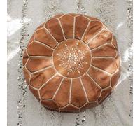 PUTHLLA Puf otomano, reposapiés marroquí, sin Relleno, de Cuero, cómodo, con Funda de cojín, Redondo, Tipo puf, Grande, reposapiés, decoración Bohemia, 50 x 40 cm (20 x 16 Pulgadas)