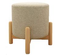 PUTHLLA Reposapiés de celosía de Tela, Banco de Zapatos con cojín Acolchado Redondo, trípode de Madera Maciza, Muebles de decoración del hogar para Sala de Estar (Color: 7)
