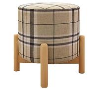 PUTHLLA Reposapiés de celosía de Tela, Banco de Zapatos con cojín Acolchado Redondo, trípode de Madera Maciza, Muebles de decoración del hogar para Sala de Estar (Color: 5)