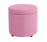 PUTHLLA Reposapiés otomano con Caja de Almacenamiento Redonda para Dormitorio, Sala de Estar, Pasillo, Ahorro de Espacio y Estilo, 32 x 32 x 32 cm (12 x 12 x 12 Pulgadas), Color Rosa
