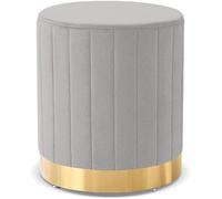 PUTHLLA Taburete de tocador Moderno otomano Redondo de Terciopelo, reposapiés pequeño con Base Dorada, Mesa Auxiliar, Taburete Decorativo para Sala de Maquillaje