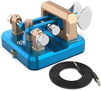 Putikeeg CW Morse, botón de radio aficionado, teclado telegrama, transmisor de código Morse, palanca doble (azul y dorado)