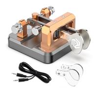 Putikeeg CW Morse, botón telégrafo, llave de radio, máquina de código Morse, teclado telegrama, transmisor de código Morse, teclas CW doble palanca (gris-oro)