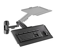 Putilsen Mount Bandeja de teclado de montaje en pared - Soporte para teclado y ratón y brazo de montaje para monitor, plataforma de escritura ajustable en altura que soporta hasta 12 kg, color negro