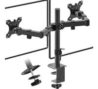 PUTORSEN Soporte de monitor dual para pantallas Ultra de 13 a 32 pulgadas, altura ajustable, soporte de escritorio con brazo de doble monitor, inclinación de 90°, giro de 180°, rotación de 360°, VESA: