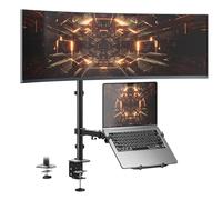 PUTORSEN Soporte para Monitor con Brazo para portátiles para Pantallas de 17 a 49 Pulgadas y portátiles de hasta 17 Pulgadas, Brazo para Monitor con Barra de 81,8 cm, VESA 75/100 mm