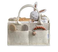 PUTSKA Organizador De Pañales Para Bebé - Cesta De Almacenamiento Para La Estación De Pañales, Cesta Imprescindible Para La Lista De Regalos Y El Registro De Baby Shower - Blanco, Regular