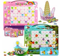 Putska Tabla de entrenamiento para ir al baño de dinosaurio y unicornio para niños pequeños, tabla de calcomanías para entrenamiento de orinal para niños, una tabla de recompensas para niños, tabla de