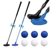 Putter de golf ajustable para niños y adultos - Putter extensible de 2 vías con 3 bolas blancas y 3 azules, perfecto para juegos de golf pegajosos, juego de palos de golf para niños izquierda/derecha