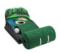 Putting Green Indoor, Putting Green Matte - Tragbare Golfzubehörmatte,Luxuriöse Samtmat mit Massivholzbasis und automatischer Ballrückführung, Golfzubehör für den Innen- und Außenbereich für zu Haus