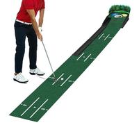 Putting Green Mat, Golf Putting Mat | Estera de golf - Alfombra de terciopelo lujosa con base de madera maciza con retorno automático de bola, accesorios de golf para uso en interiores y exteriores pa