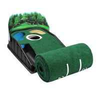 Putting Green para interiores, tapete para Putting Green,Estera de golf - Accesorios de golf con base de madera maciza para uso en interiores y exteriores de terciopelo con retorno automático de pelot