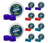 Putty Buddies Tapones de oído de natación súper suaves y cómodas para niños (bloque de agua) 10 pares Azul/rojo/teal
