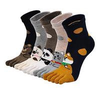 PUTUO Calcetines de Dedos Mujer Calcetines Cinco Dedos de Deporte, Mujer Calcetines del Dedo del Pie, Calcetines de Algodón Mujer Calcetines Divertidos Térmicos Animales