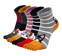 PUTUO Calcetines de Dedos Mujer Calcetines Cinco Dedos de Deporte, Mujer Calcetines del Dedo del Pie, Calcetines de Algodón Mujer Calcetines Divertidos Térmicos Animales