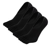 PUTUO Calcetines Invisibles de Dedos Hombre: Calcetines de Cinco Dedos Tobilleros de Algodón para Hombres Calcetines de Deporte de Corte Bajo con Silicona Antideslizante Talla 39-42, 4 Pares