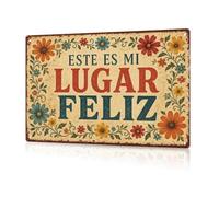 Putuo Decor Cartel Decorativo Lugar Feliz - Cartel de Chapa Metálica Vintage/Letrero Metálico Decorativo - «Este es Mi Lugar Feliz» - Decoración de Pared Retro para Hogar, Salón y Jardín