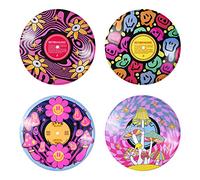 Putuo Decor Juego de 4 discos de vinilo para decoración de habitación, estilo hippie, indie, hongos, rosa, estética, Y2K, decoración de habitación para adolescentes, bonita decoración de pared danesa