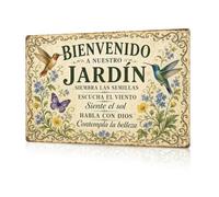 Putuo Decor Letrero Bienvenido a Nuestro Jardín - Cartel de Chapa Metálica Vintage - Siembra las Semillas, Escucha el Viento, Habla con Dios, Contempla la Belleza