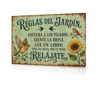 Putuo Decor Letrero Reglas del Jardín - Cartel de Chapa Metálica Vintage - Escucha a los Pájaros, Siente la Brisa, Lee un Libro, Relájate - Decoración de Pared Retro para Jardín, Terraza y Hogar