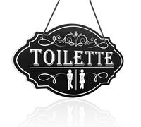 Putuo Decor - Placa de aseo - Señalización elegante en blanco y negro - Estilo vintage con iconos de hombre/mujer - Panel de PVC