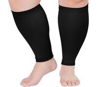 PUTUO Manga Compresión Pantorrilla para Hombre: Medias Compresion Gemelos Senza Piede para Mujer - Tallas Grandes para Varices Hinchazón Deporte 20-30 mmHg 1 par Negro M