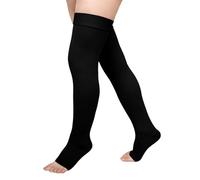 PUTUO Medias de Compresión Muslo para Mujer: Medias Largas Antitrombosis Tallas Grandes para Hombre para Varices Postoperatorio TVP Negro M