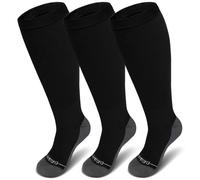 PUTUO Medias de Compresión Talla Grande: Calcetines de Compresión para Hombre y Mujer para Vuelo Avion Embarazada 3 pares XXXL Negro