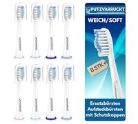 PUTZVARRUCKT Juego de 8 cabezales suaves (sensibles) para cabezales Philips Sonicare, cabezales de repuesto para modelos HX y ProResults - Suave - Limpieza suave