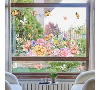 Puupaa Calcomanía autoadhesiva de PVC para ventana de flores y mariposas para añadir un toque natural a, paredes o puertas de vidrio con características de fácil extracción (D21225-30 x 60 cm)