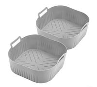 Puupaa Forro de silicona para freidora de aire para NA229 220 6QT 4.2L, parte inferior elevada con ranuras, fácil transferencia y limpieza de alimentos, paquete de 2 (gris)