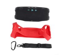 Puupaa Funda protectora de silicona para altavoz JBL Charge 6, cubierta suave al tacto con recortes precisos y cordón para portabilidad al aire libre (rojo)