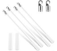 Puupaa Juego de varillas giratorias para tratamiento de ventanas, mecanismo de control de cortina de fibra de vidrio, 30 cm, plateado, 4 unidades