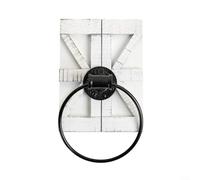 Puupaa Toallero rústico montado en la pared, soporte de madera giratorio de 180° con anillo de acero, decoración de baño de granja para cocina, 8.5 x 6.3 pulgadas (blanco)