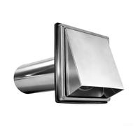 Puupaa Ventilación de campana de escape de acero inoxidable de 100 mm con protección resistente al viento y a la lluvia, rejilla de salida exterior, interior, exterior para ventilación extractora de