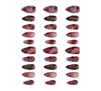 Puwaiio Uñas postizas espeluznantes a presión, para Halloween, 30 piezas hechas a mano, manicura falsa para mujer, salón de belleza, hogar, personal, diario, fiesta, carnaval