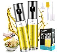 PUWOWYE 2 Piezas Pulverizador Aceite Spray, 100 ML Spray Aceite Cocina Antigoteo de Vidrio con Embudo, Aceitera Spray Pulverizador Libre BPA para Cocina, Freidora de Aire, Ensalada, Barbacoa