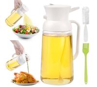 PUWOWYE 550ML Aceitera Spray Pulverizador, Spray Aceite Cocina 2 en 1, Pulverizador Aceite Spray Cristal, con Pincel Cocina Silicona y Cepillo para Botellas, Blanco, WPDYP550