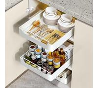 PUWOWYE Cajón Telescópico, Cajones Extraibles para Cocina, Cajón Deslizante Para Alacena para Armarios de Cocina, Salón, Hogar (25 cm An x 43 cm F x 7 cm Al), No Requiere Taladrar, Blanco