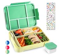 PUWOWYE Fiambrera para niños con compartimentos, Lunch Box, Bento box a prueba de fugas de 1330 ml para niños, Lonchera para niños y niñas, Apta para colegios, guarderías y picnics, Sin BPA (Verde)