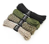 PUWOWYE Paracord 4mm, 4 Piezas 33ft Type III Cuerda Paracord 7 Core Strands, 100% Cuerda Nylon con una Capacidad de Carga de hasta 250 kg, Ideal para Acampar al Aire Libre y la Supervivencia,132 ft